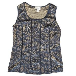 Dress Barn Medium Gold Black Pattern Sleeveless Tank Top